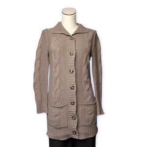 BROCHU WALKER • CASHMERE cardigan 2 pockets button down sweater Oatmeal women's